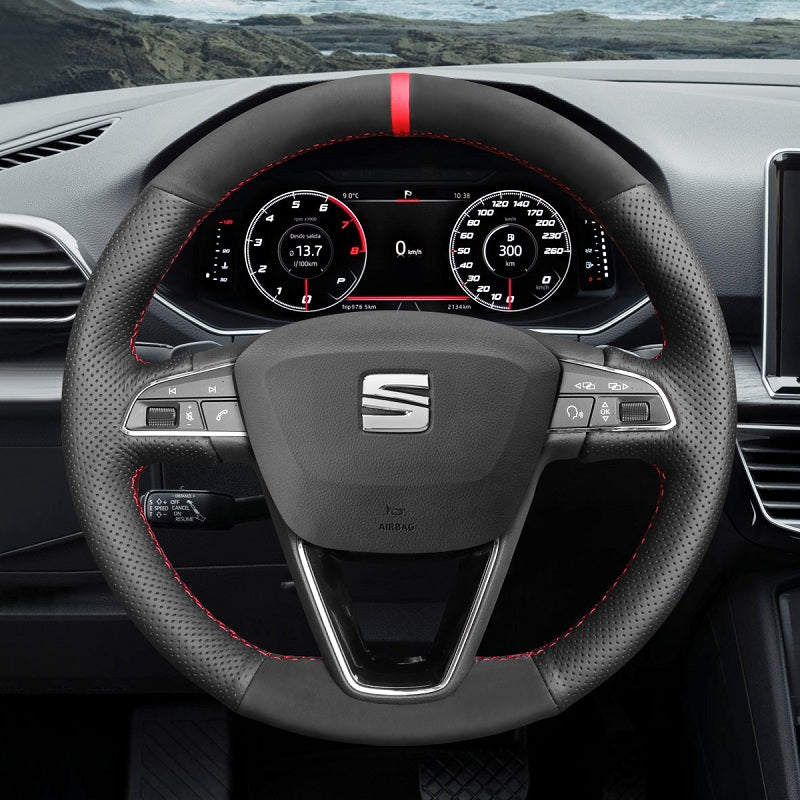 Mewant® Alcantara Car Steering Wheel Cover for SEAT Leon (5F) 2013-2020 / Toledo 2014-2015 / Arona 2017-2021