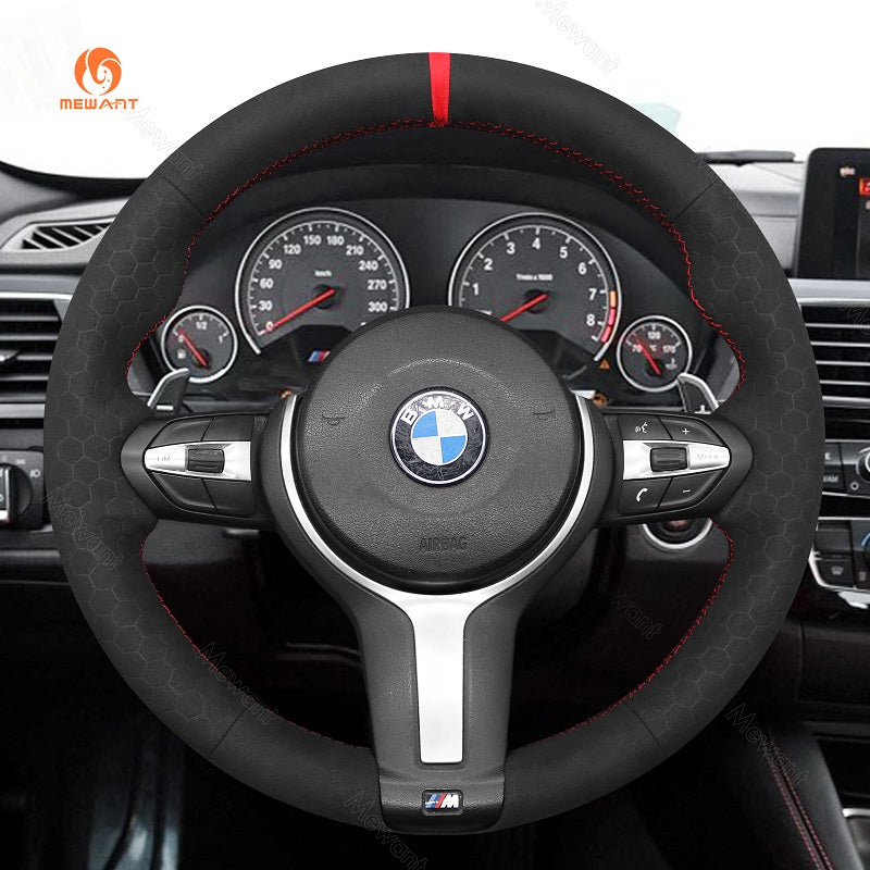 Mewant® Alcantara Car Steering Wheel Cover for BMW (M Sport)2Series F22 F23/3 Series F30 F34/4 Series F32 F33 F36/5 Series F10 F07/6 Series F12 F13 F06/X2 F39/X3 F25/X4 F26/X5 F15/X6 F16