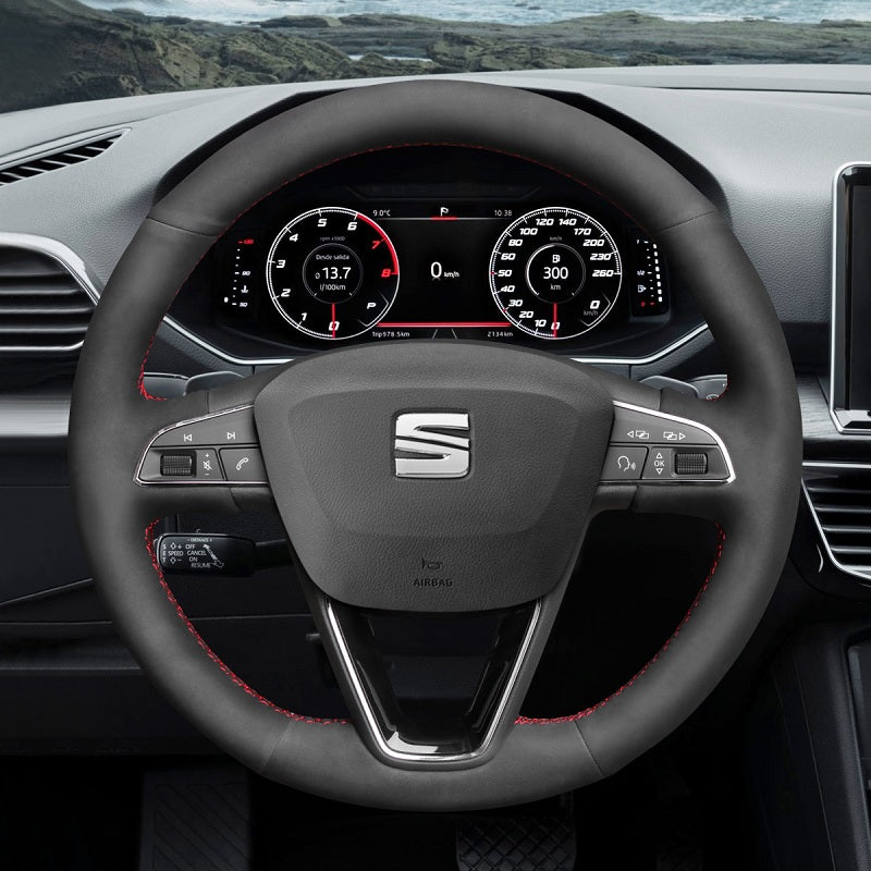Mewant® Alcantara Car Steering Wheel Cover for SEAT Leon (5F) 2013-2020 / Toledo 2014-2015 / Arona 2017-2021