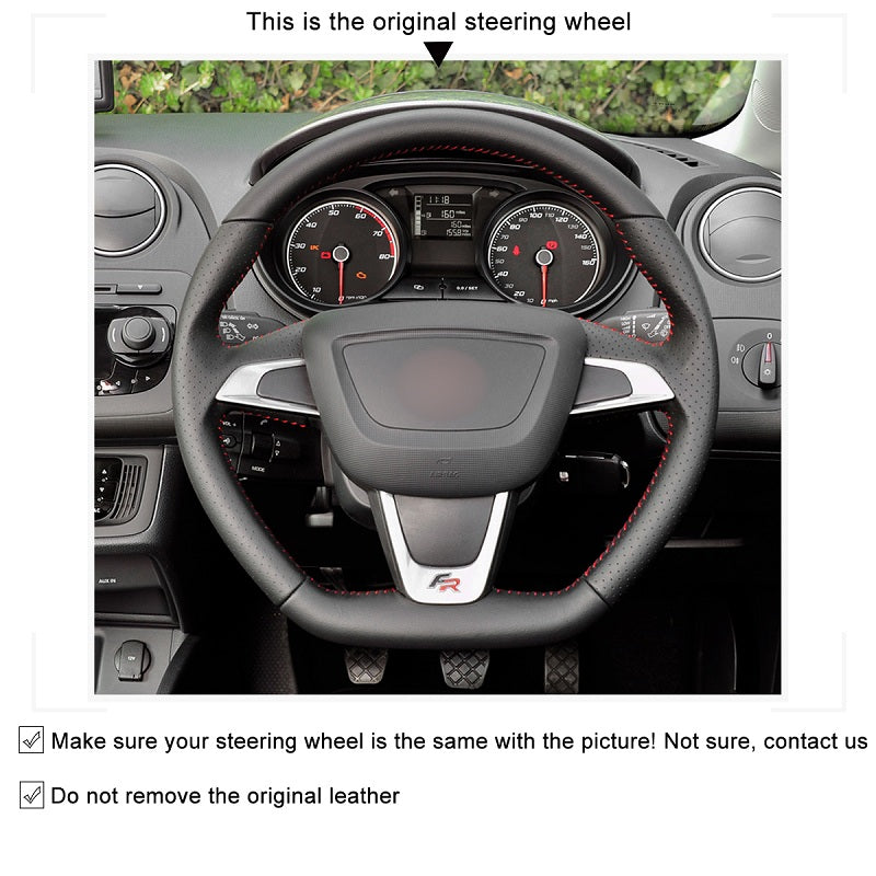Mewant® Alcantara Car Steering Wheel Cover for Seat Ibiza (6J) (FR|CUPRA) 2012-2015 / Mii FR 2013-2020