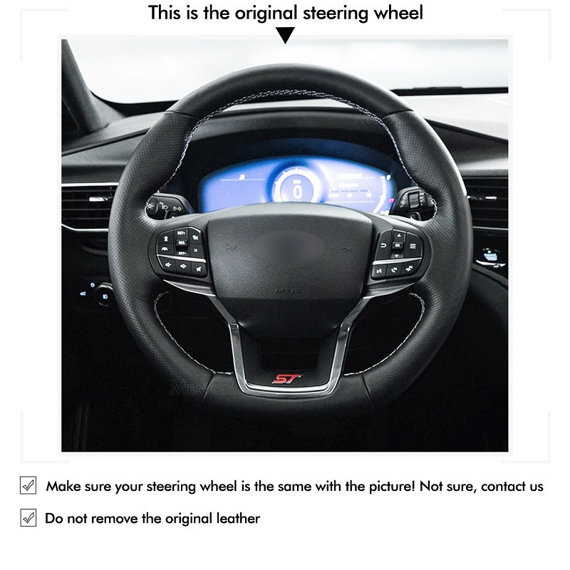 Mewant® Alcantara Car Steering Wheel Cover for Ford Explorer (ST/ST-Line/Timberline) 2020-2024