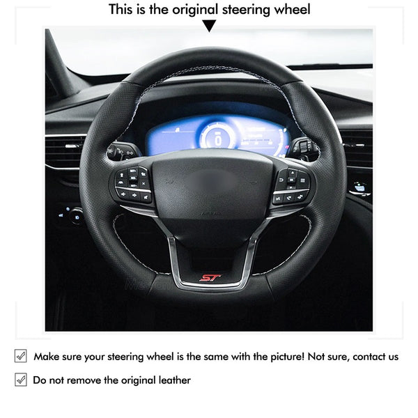 Mewant® Alcantara Car Steering Wheel Cover for Ford Explorer (ST/ST-Line/Timberline) 2020-2024