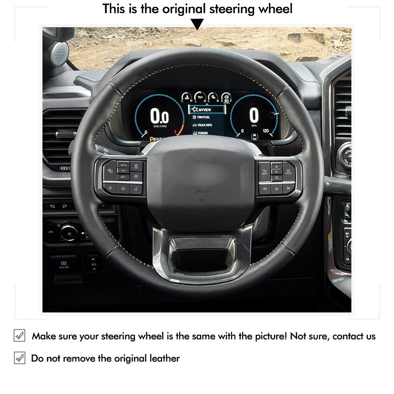 Mewant® Alcantara Car Steering Wheel Cover for Ford F-150 2021-2024 F-150 (Lightning) F-350 F-450 Expedition