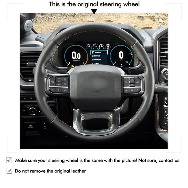 Mewant® Alcantara Car Steering Wheel Cover for Ford F-150 2021-2024 F-150 (Lightning) F-350 F-450 Expedition