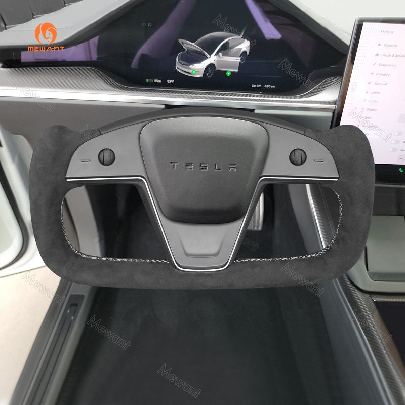 Mewant® Alcantara-Lenkradbezug für Tesla-Modelle S 2021-2023 / Modell X 2021-2023
