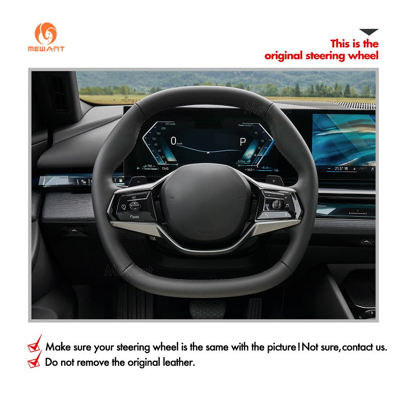 Mewant Car Steering Wheel Cover for BMW 5 Series G60 (Sedan) G61 (Touring) 2023-2024  i5 G60 (Sedan) 2023-2024 / G61 (Touring) 2023-2024