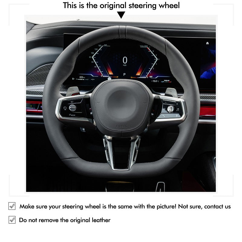 Mewant® Alcantara Car Steering Wheel Cover for BMW (M Sport) 5 Series G60 2024 7 Series G70 2023-2024 i5 G60 2024 i7 G70 2023-2024