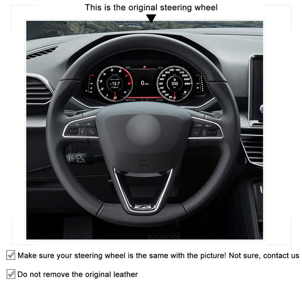 Mewant® Alcantara Auto-Lenkradbezug für SEAT Leon (5F) 2013–2020 / Ibiza (6F) 2015–2021 / Alhambra (7N) 2015–2022 / Arona 2017–2021 / Ateca 2016–2020 / Tarraco 2018–2020 / Toledo 2014-2019