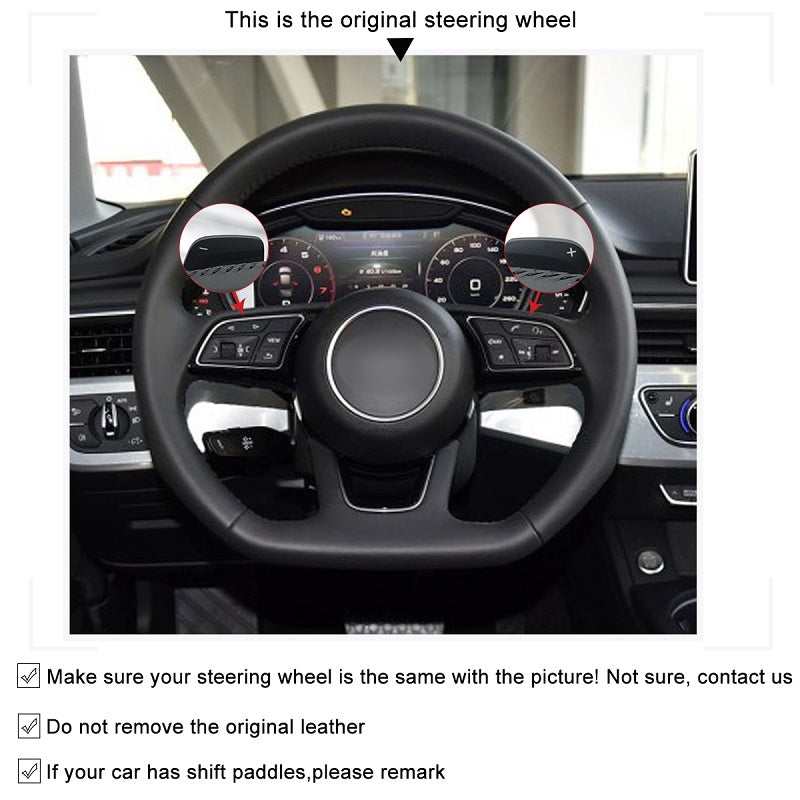 Mewant® Alcantara Car Steering Wheel Cover for Audi A3 Sportback e-tron RS 3 RS 5 S3 S4 S5