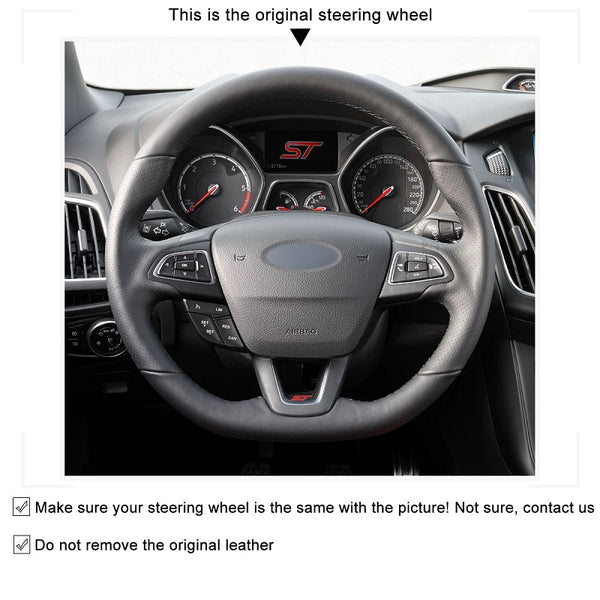 Mewant® Alcantara Car Steering Wheel Cover for Ford Focus ST 2015-2018 Focus RS 2016-2018 Ecosport ST-Line 2017-2023 Kuga ST-Line 2019