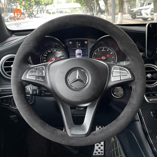 Mewant® Alcantara Autolenkradbezug für Mercedes Benz C-Klasse (W205) CLA-Klasse (C117) CLS-Klasse (C218) E-Klasse (W213) GLA-Klasse (X156) GLC-Klasse (X253/C253) GLE-Klasse (W166) GLS-Klasse (X166) Metris (W447)