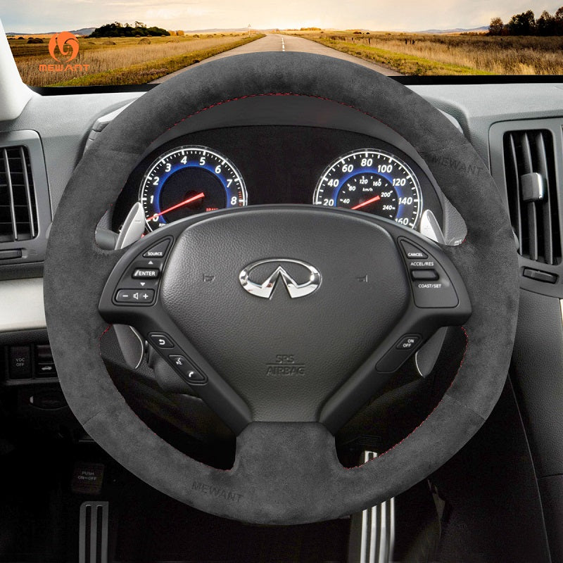Mewant® Alcantara Car Steering Wheel Cover for Infiniti G37 EX EX30 EX35 EX37 Q60 QX50 Skyline