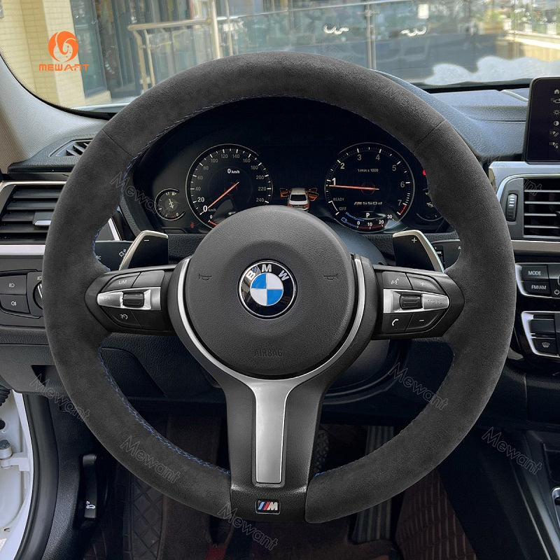 Mewant® Alcantara Car Steering Wheel Cover for BMW (M Sport)2Series F22 F23/3 Series F30 F34/4 Series F32 F33 F36/5 Series F10 F07/6 Series F12 F13 F06/X2 F39/X3 F25/X4 F26/X5 F15/X6 F16