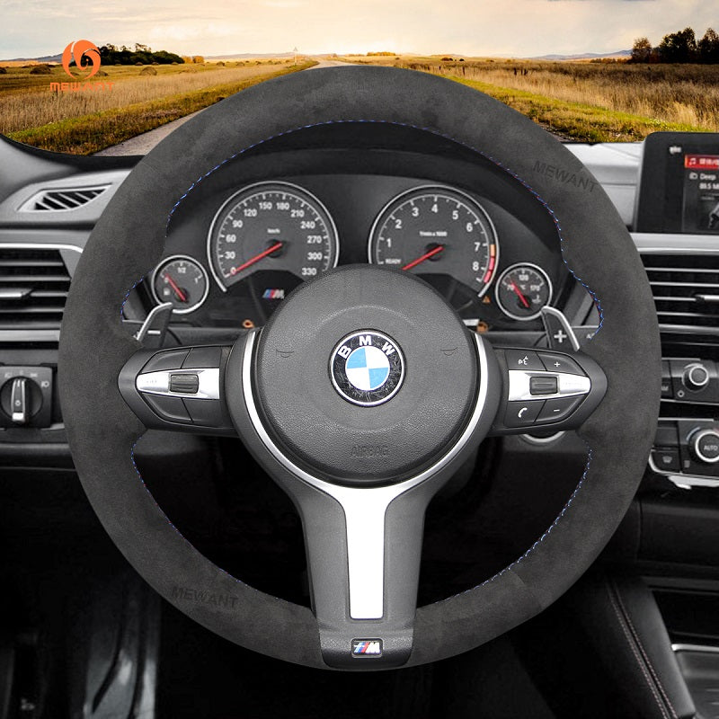 Mewant® Alcantara Car Steering Wheel Cover for BMW (M Sport)2Series F22 F23/3 Series F30 F34/4 Series F32 F33 F36/5 Series F10 F07/6 Series F12 F13 F06/X2 F39/X3 F25/X4 F26/X5 F15/X6 F16