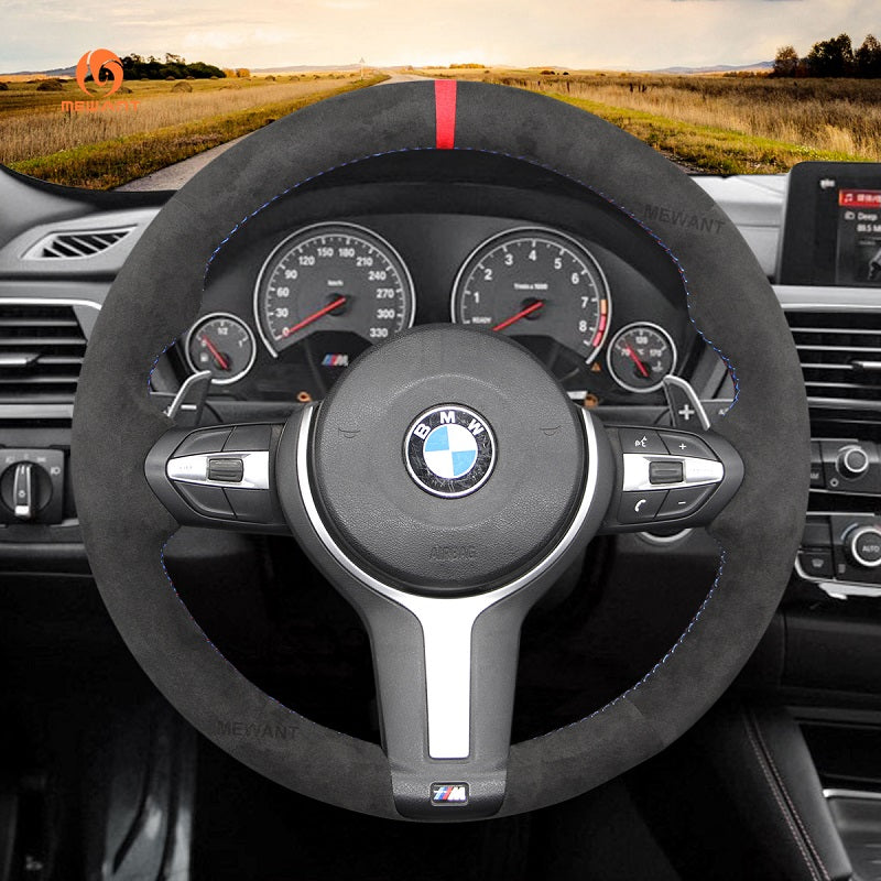 Mewant® Alcantara Car Steering Wheel Cover for BMW (M Sport)2Series F22 F23/3 Series F30 F34/4 Series F32 F33 F36/5 Series F10 F07/6 Series F12 F13 F06/X2 F39/X3 F25/X4 F26/X5 F15/X6 F16