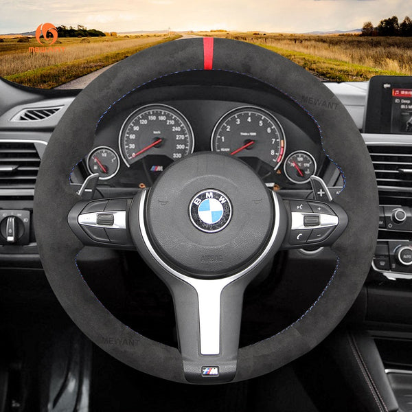Mewant® Alcantara Car Steering Wheel Cover for BMW (M Sport)2Series F22 F23/3 Series F30 F34/4 Series F32 F33 F36/5 Series F10 F07/6 Series F12 F13 F06/X2 F39/X3 F25/X4 F26/X5 F15/X6 F16