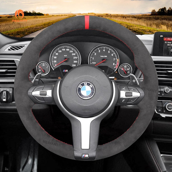 Mewant® Alcantara Car Steering Wheel Cover for BMW (M Sport)2Series F22 F23/3 Series F30 F34/4 Series F32 F33 F36/5 Series F10 F07/6 Series F12 F13 F06/X2 F39/X3 F25/X4 F26/X5 F15/X6 F16