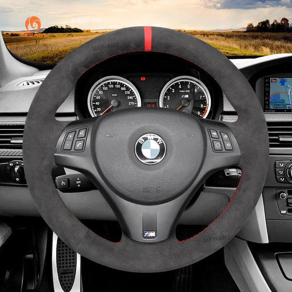 Mewant® Alcantara Car Steering Wheel Cover for BMW 1Series E87(5doorHatchback) E81 (3 door Hatchback) E82 (Coupe) E88 (Convertible) M E82;3 Series E90 (Sedan) E91 (Touring) E92 (Coupe) E93 (Convertible) X1 E84 M3 E90 M3 E92 M3 E93