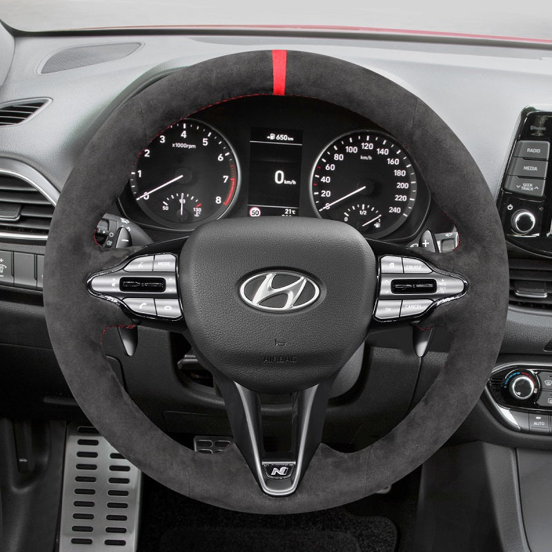 Mewant® Alcantara Car Steering Wheel Cover for Hyundai Elantra (N Line) Elantra N Kona N Veloster N 2019-2022