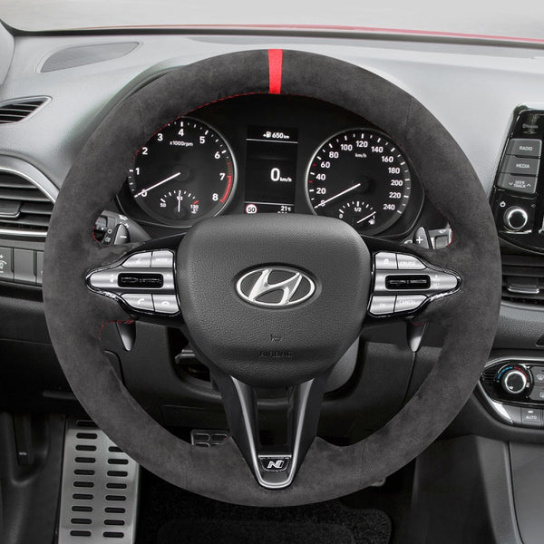 Mewant® Alcantara Car Steering Wheel Cover for Hyundai Elantra (N Line) Elantra N Kona N Veloster N 2019-2022