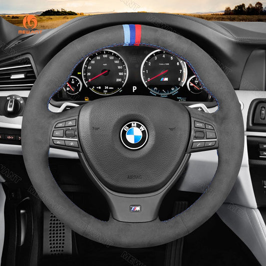 Mewant® Alcantara Car Steering Wheel Cover for BMW 5 Series M Sport F10 F11 F07 6 Series F12 F13 F06 7 Series F01 F02 M5 F10