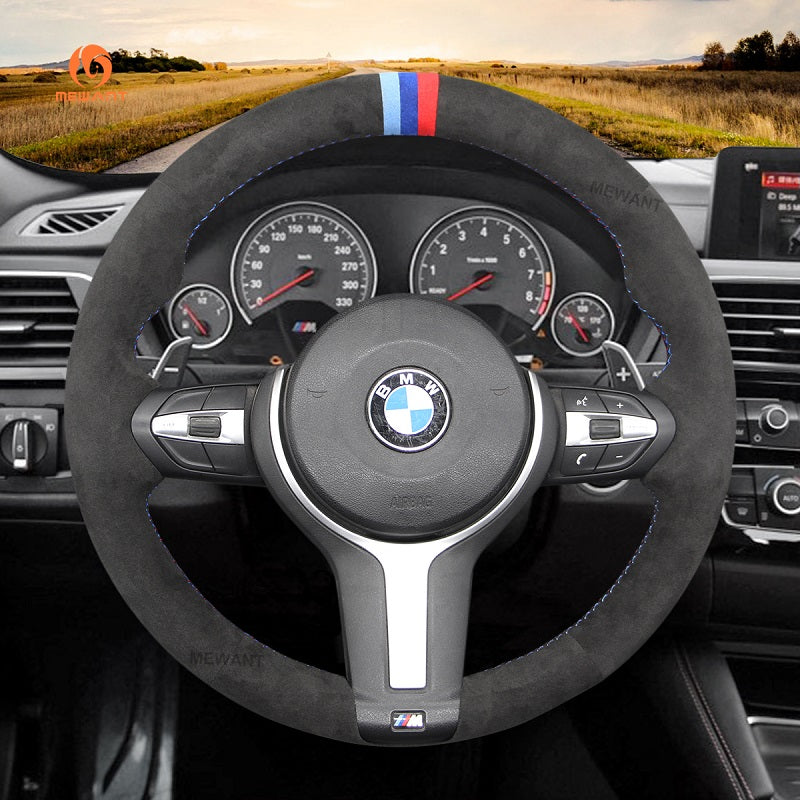 Mewant® Alcantara Car Steering Wheel Cover for BMW (M Sport)2Series F22 F23/3 Series F30 F34/4 Series F32 F33 F36/5 Series F10 F07/6 Series F12 F13 F06/X2 F39/X3 F25/X4 F26/X5 F15/X6 F16