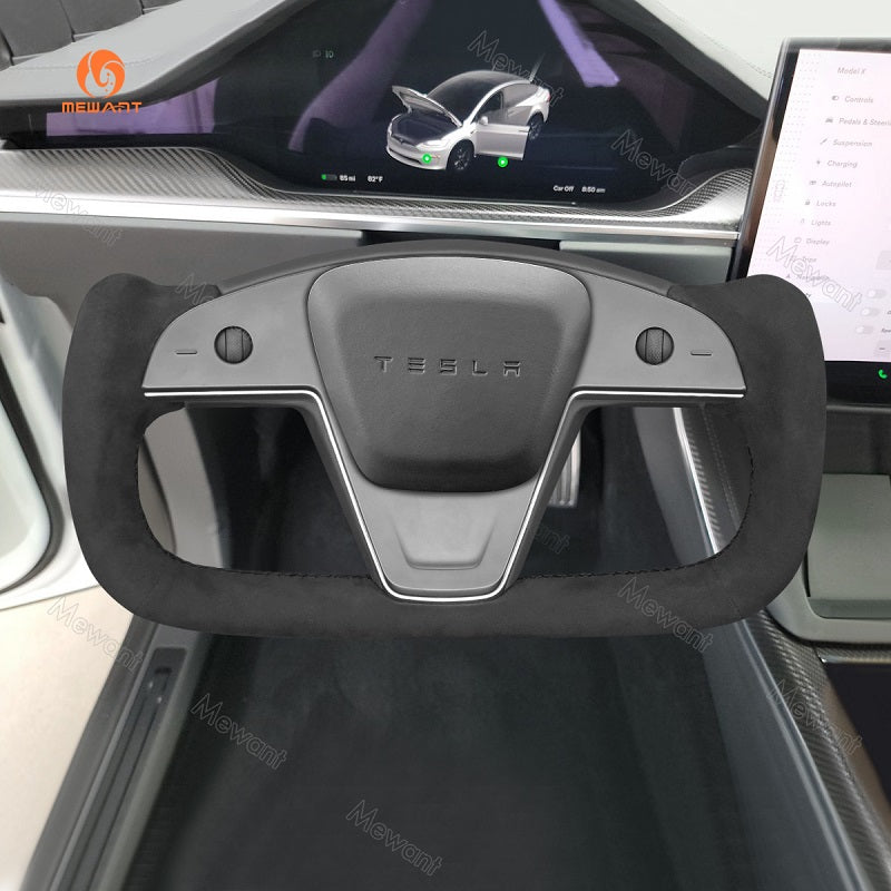 Mewant® Alcantara-Lenkradbezug für Tesla-Modelle S 2021-2023 / Modell X 2021-2023