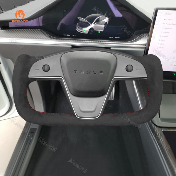 Mewant® Alcantara-Lenkradbezug für Tesla-Modelle S 2021-2023 / Modell X 2021-2023