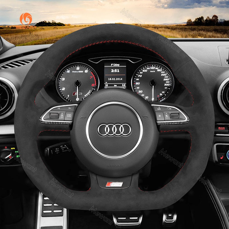 Mewant® Alcantara Car Steering Wheel Cover for Audi A5 A7 RS 5 RS 7 S3 S4 S5 S6 S7 SQ5 2013-2018