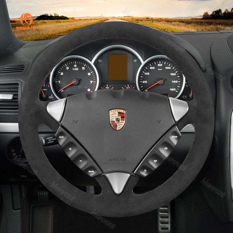 Mewant® Alcantara Car Steering Wheel Cover for Porsche Cayenne 2003-2010