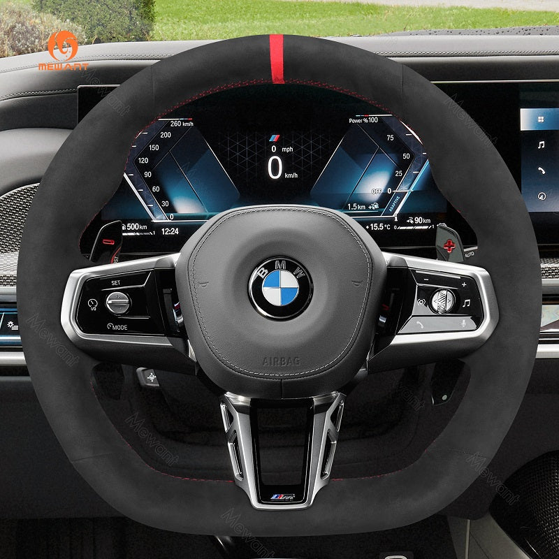 Mewant® Alcantara Car Steering Wheel Cover for BMW (M Sport) 5 Series G60 2024 7 Series G70 2023-2024 i5 G60 2024 i7 G70 2023-2024