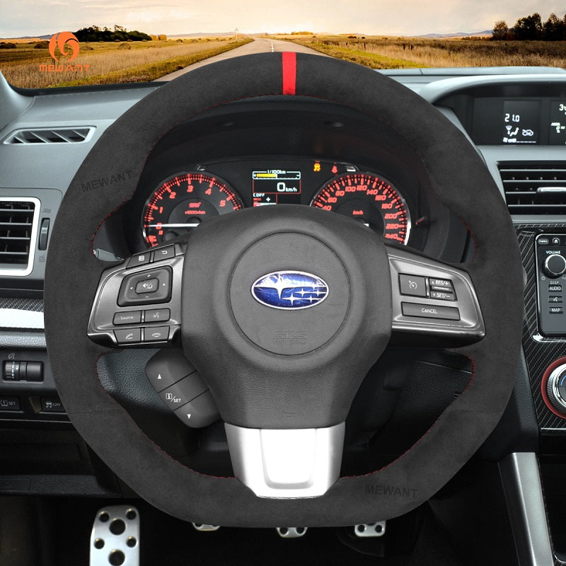 Mewant® Alcantara Car Steering Wheel Cover for Subaru WRX WRX STI 2015-2021 Levorg STI 2014-2021