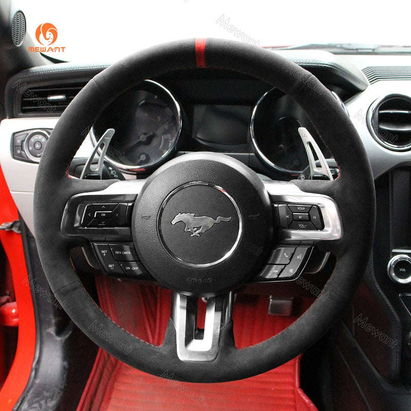 Mewant® Alcantara Car Steering Wheel Cover for Ford Mustang 2015-2023