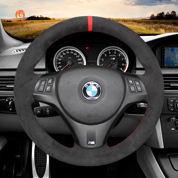 Mewant® Alcantara Car Steering Wheel Cover for BMW 1Series E87(5doorHatchback) E81 (3 door Hatchback) E82 (Coupe) E88 (Convertible) M E82;3 Series E90 (Sedan) E91 (Touring) E92 (Coupe) E93 (Convertible) X1 E84 M3 E90 M3 E92 M3 E93