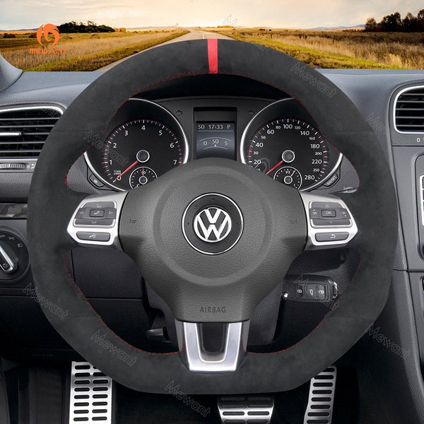 Mewant® Alcantara Car Steering Wheel Cover for Golf 6 (VI) GTI Polo GTI Polo (R-Line) Scirocco CC (R-Line) Tiguan (R-Line)
