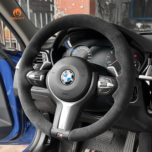 Mewant® Alcantara Car Steering Wheel Cover for BMW (M Sport)2Series F22 F23/3 Series F30 F34/4 Series F32 F33 F36/5 Series F10 F07/6 Series F12 F13 F06/X2 F39/X3 F25/X4 F26/X5 F15/X6 F16