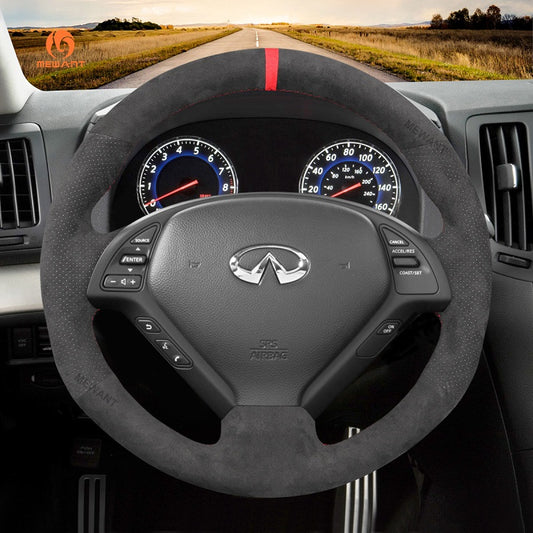 Mewant® Alcantara Car Steering Wheel Cover for Infiniti G37 EX EX30 EX35 EX37 Q60 QX50 Skyline