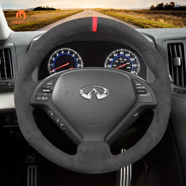 Mewant® Alcantara Car Steering Wheel Cover for Infiniti G37 EX EX30 EX35 EX37 Q60 QX50 Skyline