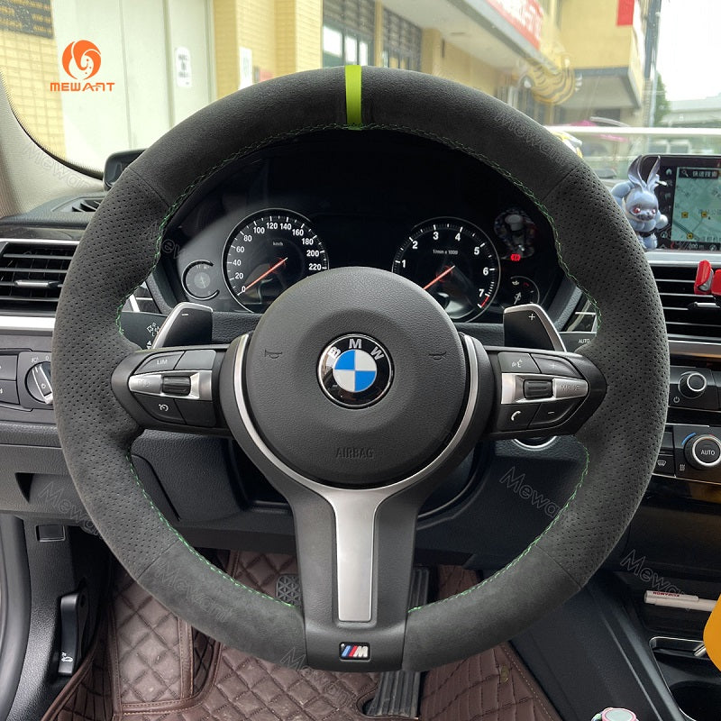 Mewant® Alcantara Car Steering Wheel Cover for BMW (M Sport)2Series F22 F23/3 Series F30 F34/4 Series F32 F33 F36/5 Series F10 F07/6 Series F12 F13 F06/X2 F39/X3 F25/X4 F26/X5 F15/X6 F16