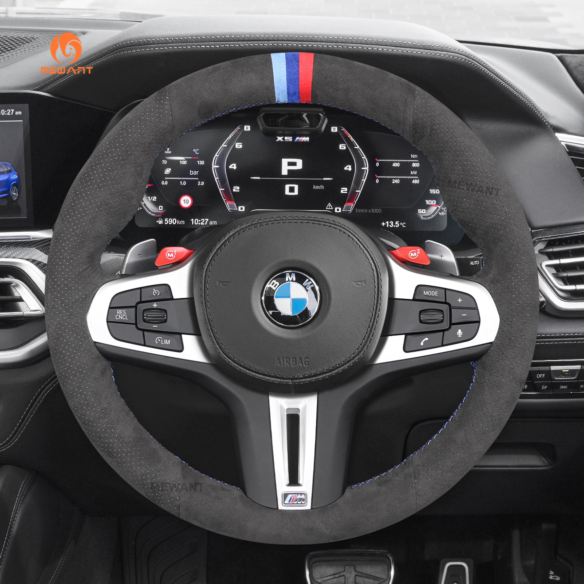 Mewant® Alcantara Car Steering Wheel Cover for BMW M3 G80 M4 G82 G83 M5 F90 M8 F91 F92 X3 M F97 X4 M F98 X5 X6