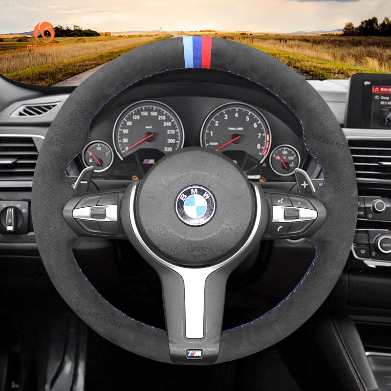 Mewant® Alcantara Car Steering Wheel Cover for BMW (M Sport)2Series F22 F23/3 Series F30 F34/4 Series F32 F33 F36/5 Series F10 F07/6 Series F12 F13 F06/X2 F39/X3 F25/X4 F26/X5 F15/X6 F16