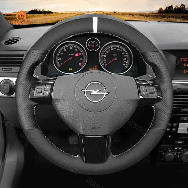 Mewant® Alcantara Car Steering Wheel Cover for Opel Astra (H) 2004-2009 Signum 2004-2008 Vectra (C) 2005-2009
