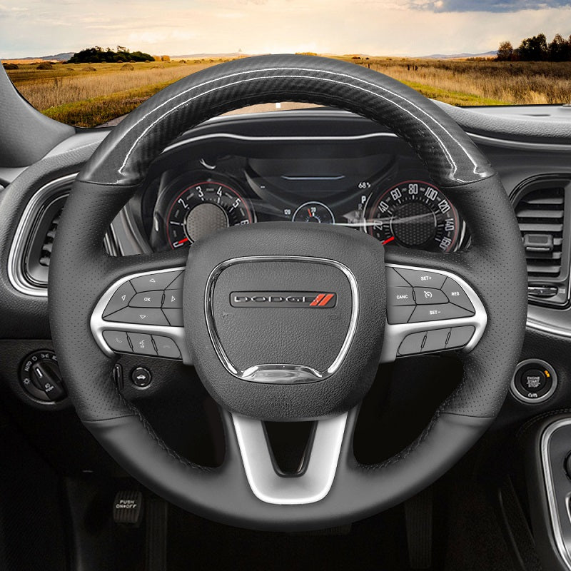 Mewant® Alcantara Car Steering Wheel Cover for Dodge Challenger 2015-2023 Charger 2015-2023 Durango 2018-2023