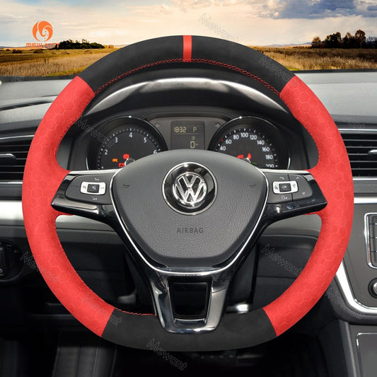 Mewant® Alcantara Car Steering Wheel Cover for Volkswagen VW Golf 7 Golf Alltrack Golf SportWagen Jetta Passat Tiguan e-Golf Arteon Atlas