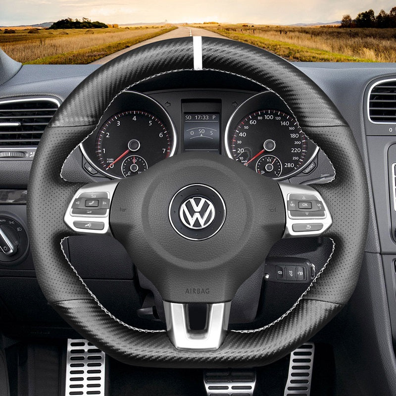 Mewant® Alcantara Car Steering Wheel Cover for Golf 6 (VI) GTI Polo GTI Polo (R-Line) Scirocco CC (R-Line) Tiguan (R-Line)