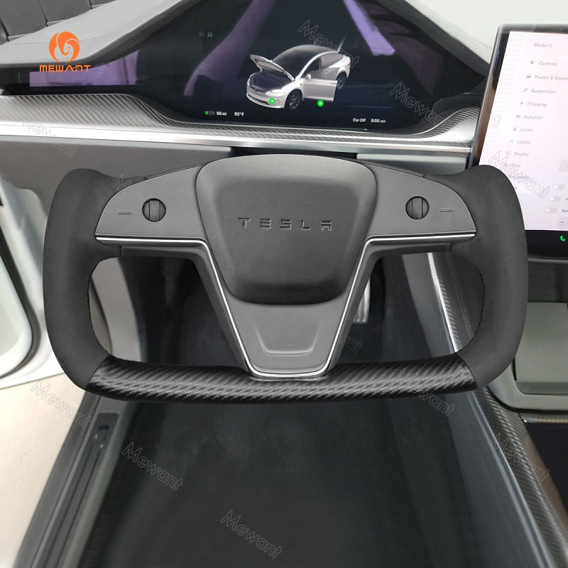 Mewant® Alcantara-Lenkradbezug für Tesla-Modelle S 2021-2023 / Modell X 2021-2023