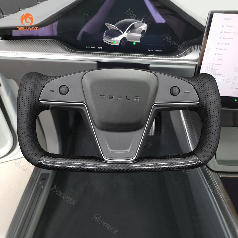 Mewant® Alcantara-Lenkradbezug für Tesla-Modelle S 2021-2023 / Modell X 2021-2023
