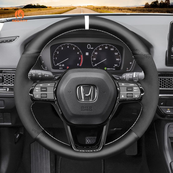 Mewant® Alcantara Car Steering Wheel Cover for Honda Civic 11 HRV 2022 -2024 Accord 2023-2024