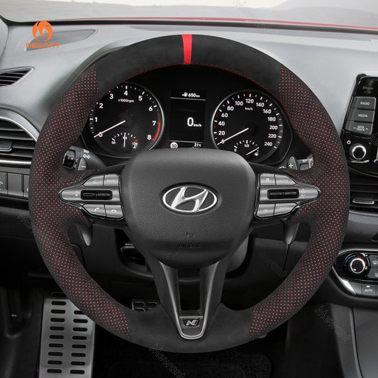 Mewant® Alcantara Car Steering Wheel Cover for Hyundai Elantra (N Line) Elantra N Kona N Veloster N 2019-2022