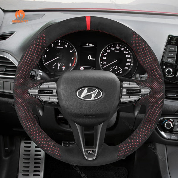 Mewant® Alcantara Car Steering Wheel Cover for Hyundai Elantra (N Line) Elantra N Kona N Veloster N 2019-2022